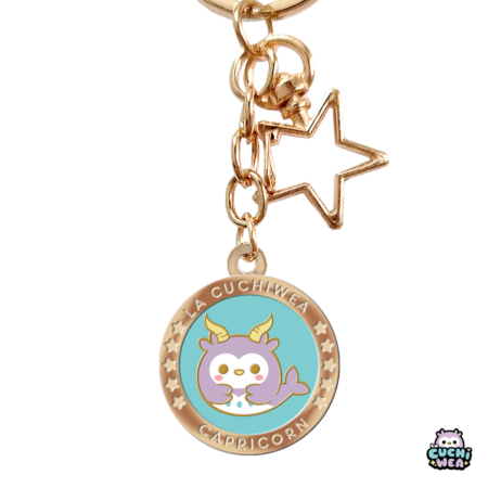 Llavero metálico hard enamel – Capricornio ♑🦉