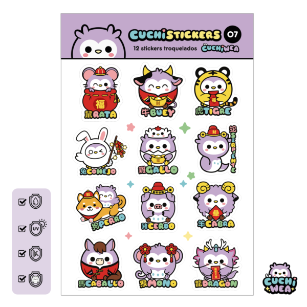 Plancha de stickers La Cuchiwea 🦉🥭 - Modelo 07