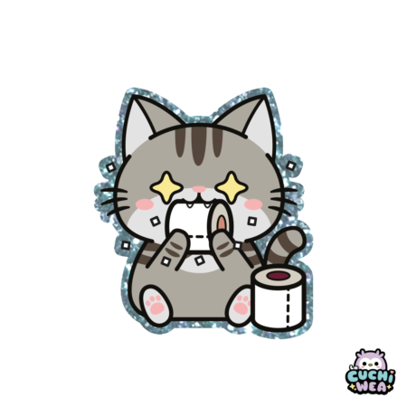 Fei Fei mordiendo papel higiénico